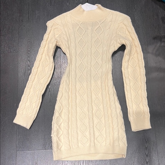 rosedress Dresses & Skirts - Elegant Cream Cable Knit Mini Dress